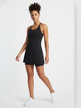 Champion Black Racerback Athletic Dress with Built-in Biker Shorts – Size M